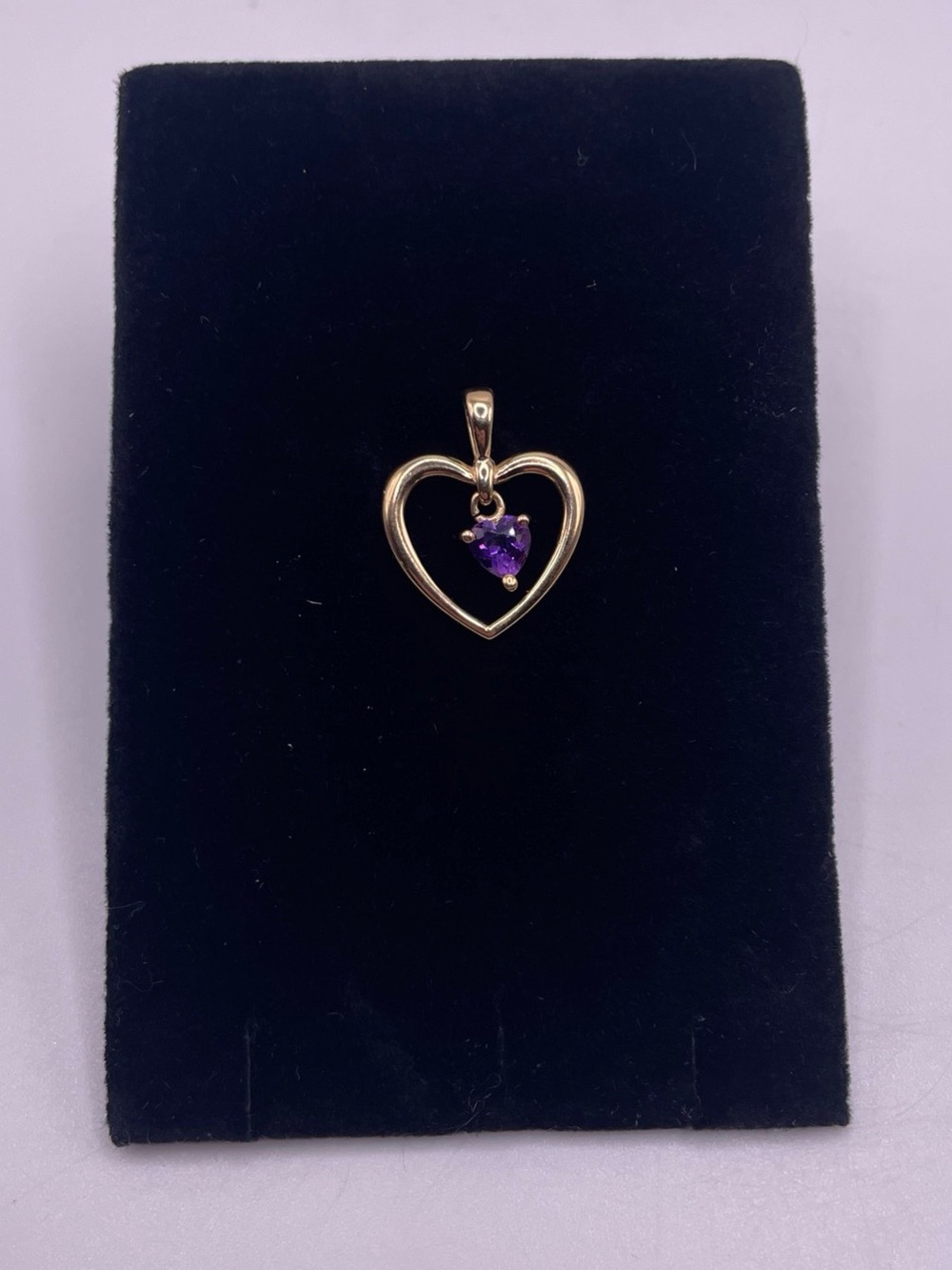 Vintage 14K Gold Amethyst Heart Pendant
